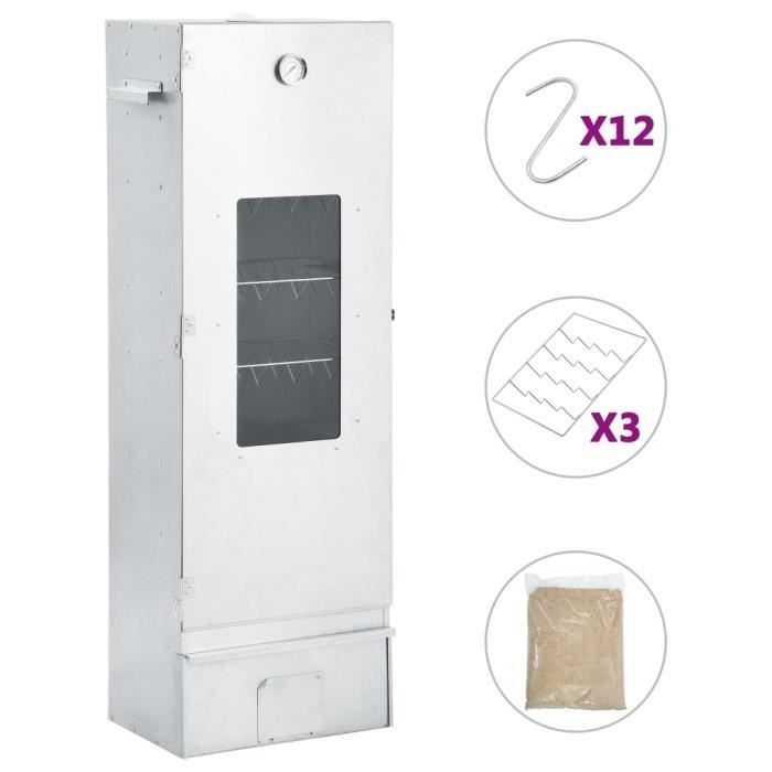 Fumoir de four à BBQ avec 1 kg de copeaux de bois 44,5x29x124cm -Barbecue Gril d'Extérieur Gril de Cuisson Arrière