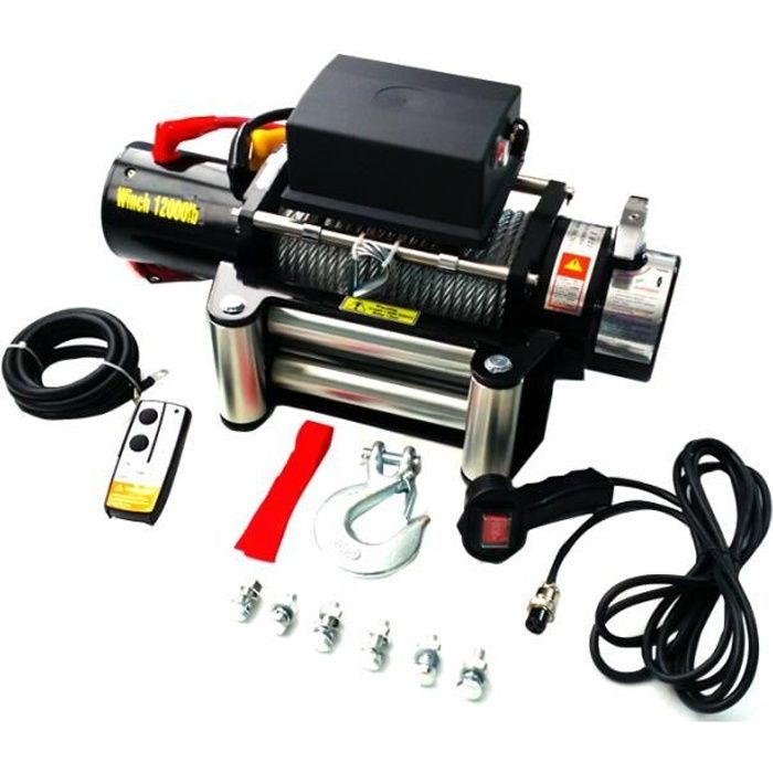 Varan Motors Treuil électrique 12V 5443KG 4800W, Treuil à câble longueur 28m Ø9.1mm