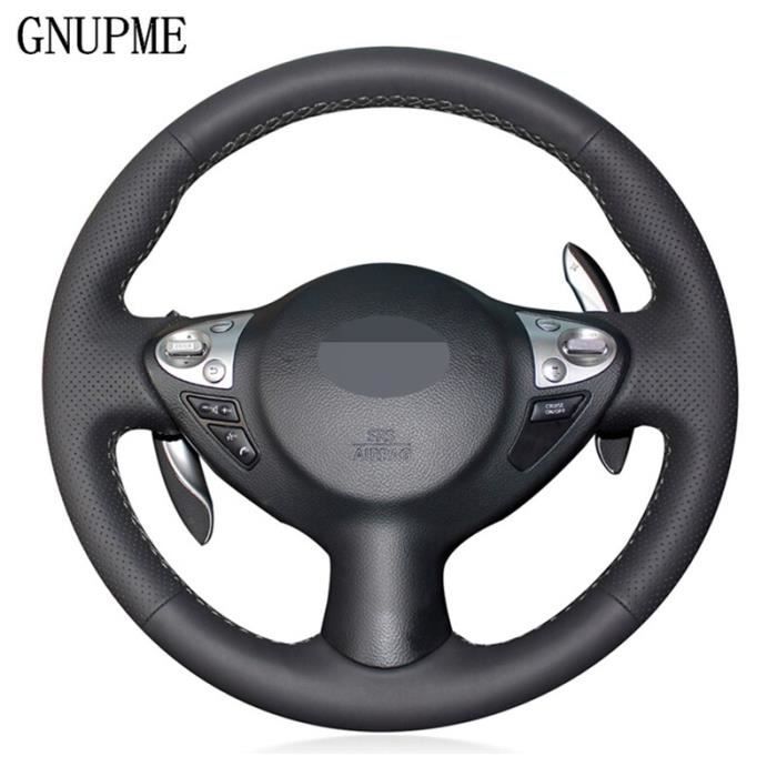 Couvre volant en cuir artificiel pour Nissan Sentra SV 370Z 2008 2020 Juke Maxima 2009 2017 Infiniti F Red Blue Thread
