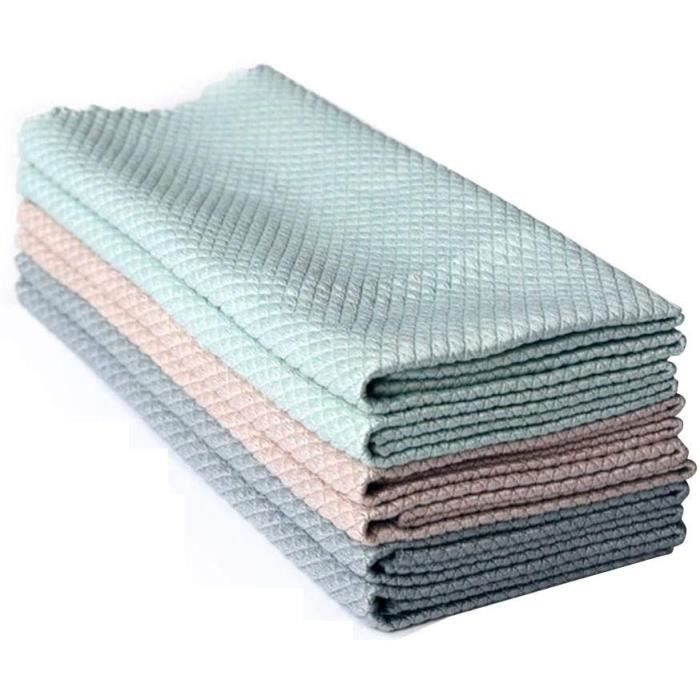 Chiffon à vaisselle,Chiffon spécial en écailles de Poisson pour Le Nettoyage du Verre,sans Traces,élimination de l'huile de Cuisine