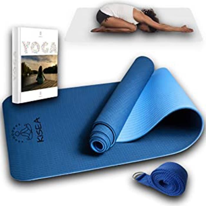 Tapis De Yoga Et Sangle - Pour Le Yoga Chin Mudra, Pilates, Gymnastique À La Maison – En Caoutchouc Naturel Bio Et La Sangle En