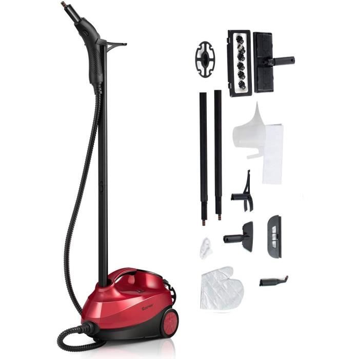 COSTWAY Balai Vapeur Polyvalent avec 19 Accessoires,Balai Vapeur de 2000W avec Réservoir de 1,5 L pour Nettoyer Plancher, Tapis, Rid