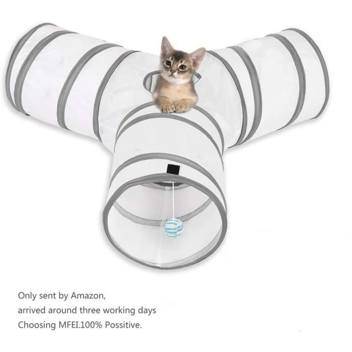 Tunnel Chat Jeu Chat,Tunnel Lapin Pet Tunnel 3 Way Crinkle Tunnel Tube Pliable Jouet pour Les Chats Lapins, Chiens, Animaux