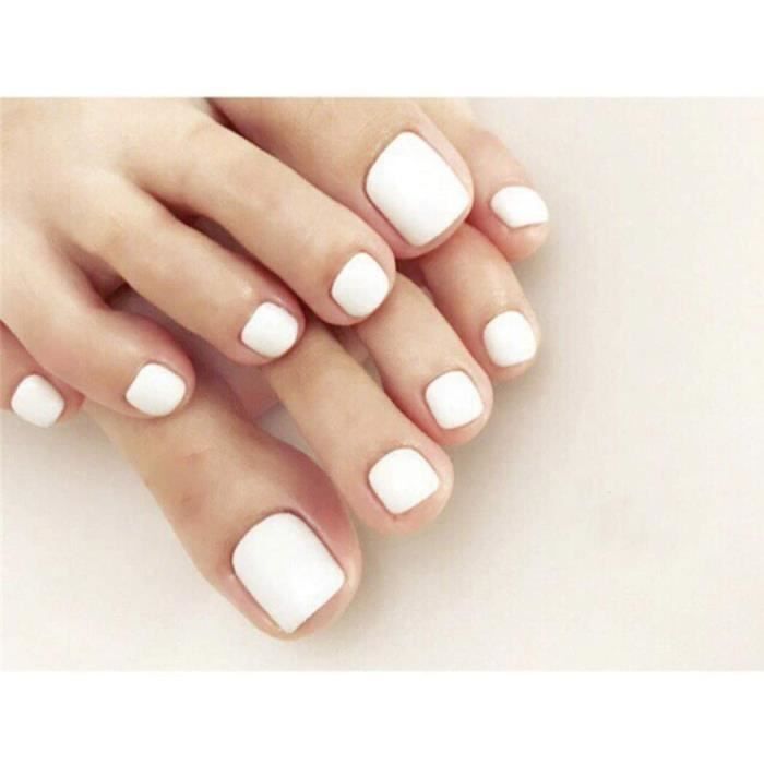 Faux ongles Yienate Faux Ongles pour Orteil Chic Exquis De Mariée Blanc Faux Ongles pour Orteils Pleine Couverture Ongles 91