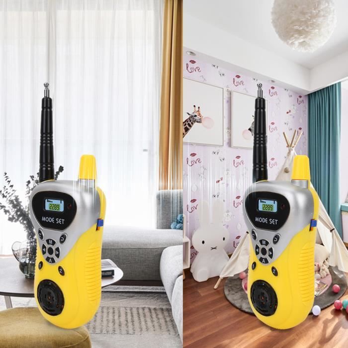 Qiilu Interphone pour les enfants 2pcs Mini Talk-walkie Interphone Radio Électronique Jouet Extérieur Cadeau pour Enfants Jaune