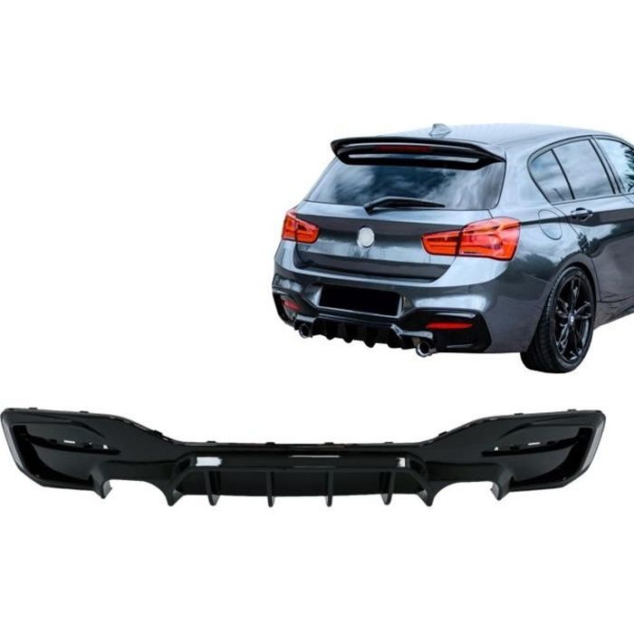 Diffuseur arrière Double Sortie pour BMW Série 1 F20 F21 LCI 15-19 Noir brillant