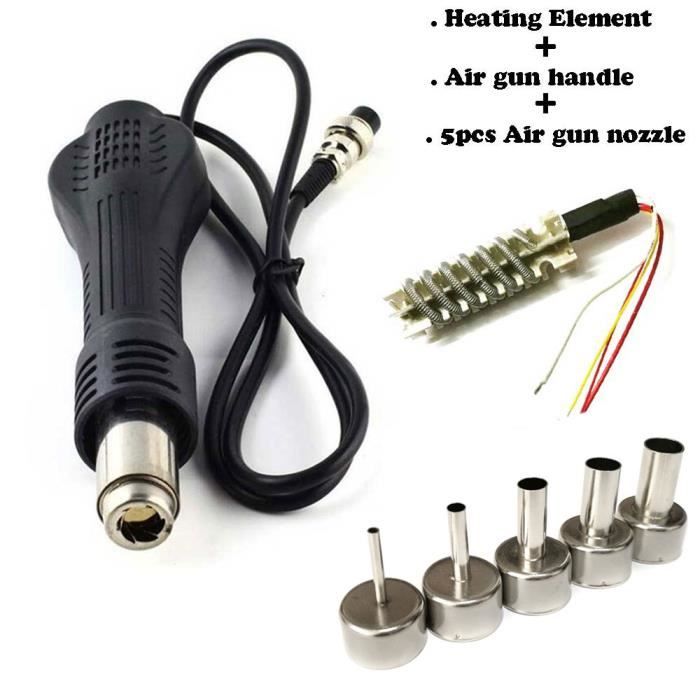 Set -pistolet thermique à Air chaud,poignée de pistolet à dessouder pour 858 8586D 858D + 878 Station de soudage réparation BGA ave