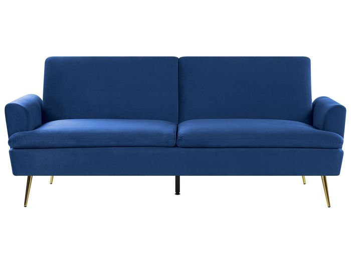 Beliani - Canapé convertible 3 places en velours bleu marine VETTRE