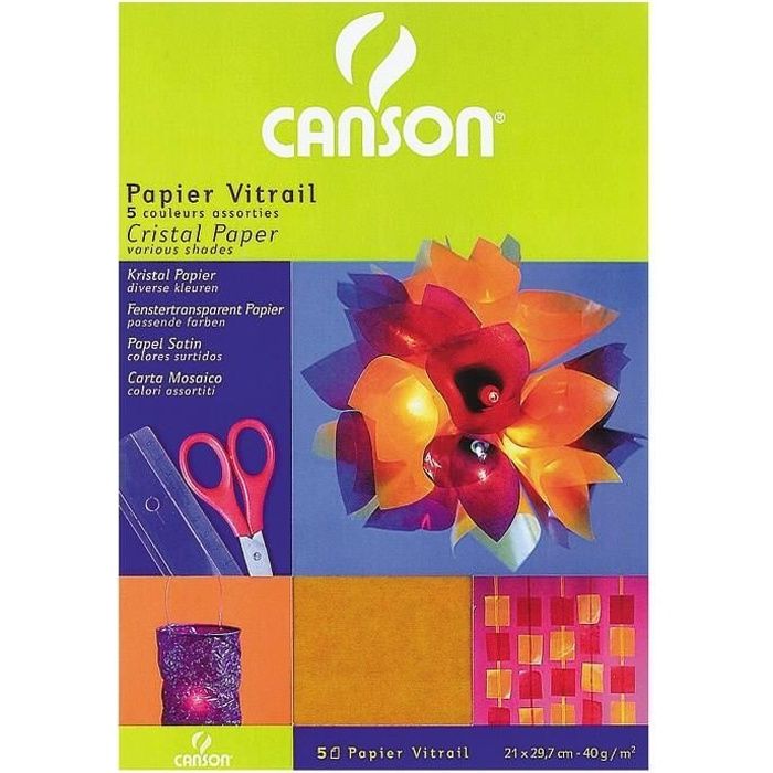 CANSON Sachet 5 Feuilles Vitrail A4 40g