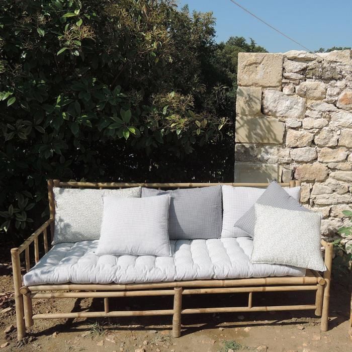 Matelas de sol en coton imprimé Dimension Produit : L 170 x 60 x 6 cm Blanc