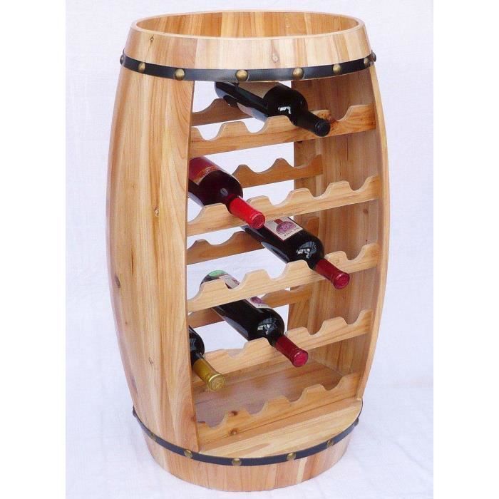 DanDiBo Casier à vin Tonneau à vin Tonneau en bois H-81cm Nr.0370 Porte-bouteilles Etagère vernis nature