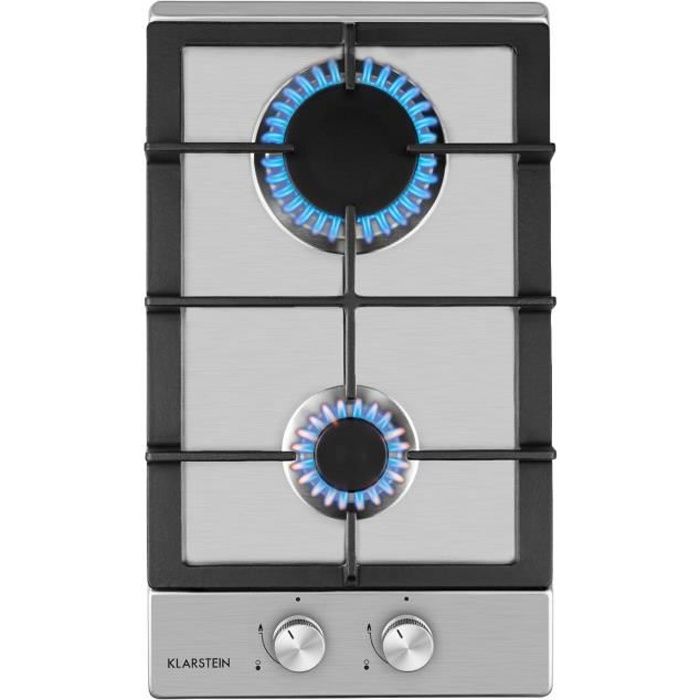 Klarstein Ignito Domino Table de cuisson à gaz 2 brûleurs Sabaf - Inox argent
