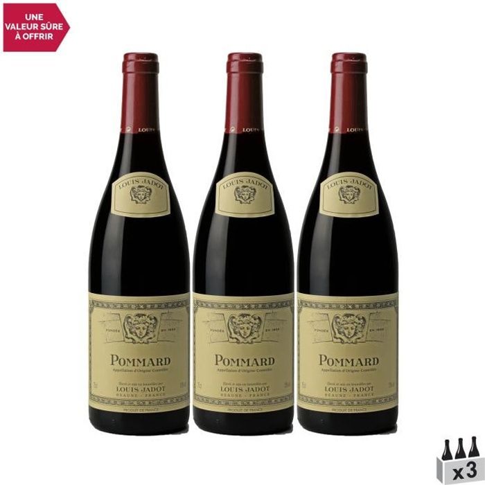 Pommard Rouge 2018 - Lot de 3x75cl - Louis Jadot - Vin AOC Rouge de Bourgogne - Cépage Pinot Noir
