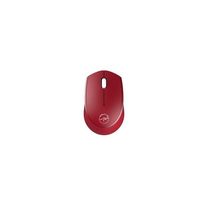MOBILITY LAB - Pack Souris Sans Fil + Tapis Motif pour MAC - WINDOWS (ROUGE)