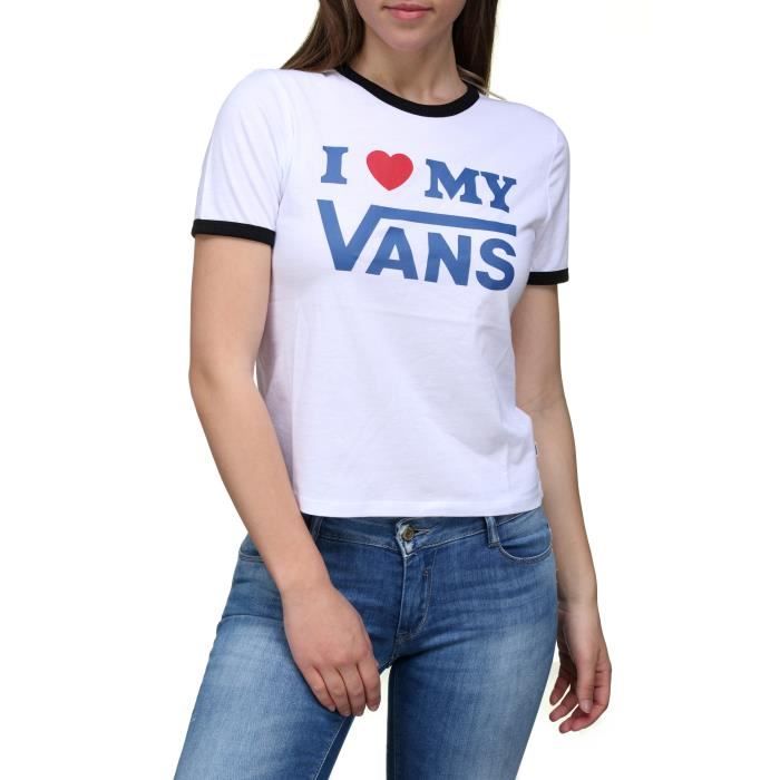 Tee shirt femme Vans Vn0a3uldy White / Black