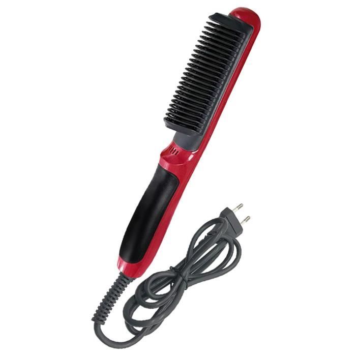 Barbe Lisseur peigne Styling instantané amélioré ionique Brosse pour hommes (UE-Rouge)