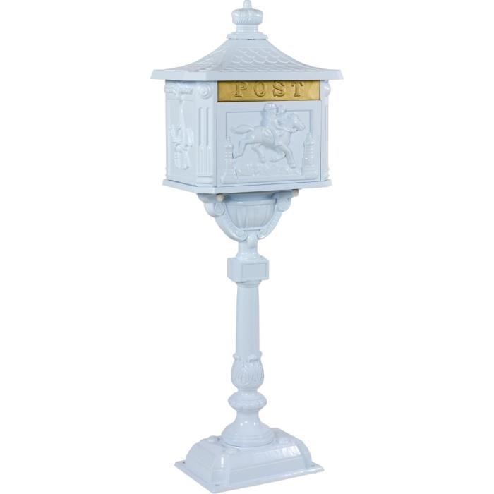Boite aux lettres design antique, blanche, 41 x 111 x 28 cm