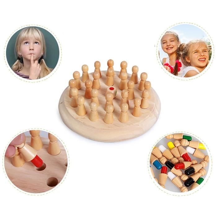 Jouet échiquier Jouet d'échecs en bois éducatif pour enfants Exercice Ensemble de dés