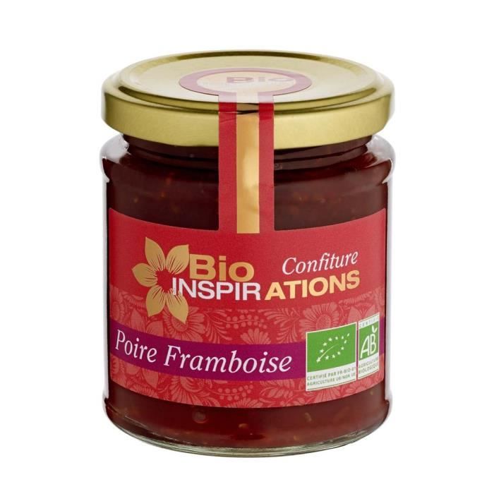Confiture de Poire Framboise Bio, pot 220 gr