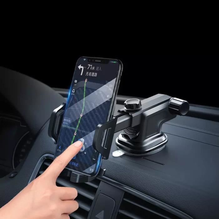 support téléphone voiture ventouse Universel GPS- Réglable 360°, Pour Smartphone iPhone Xs-XR Samsung s10 s9 Huawei P30 P20lite Xia