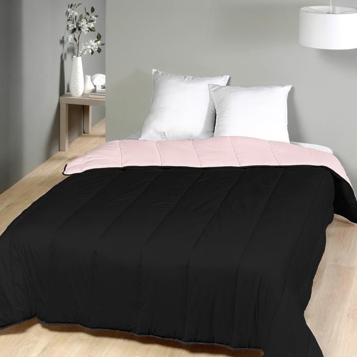 Couette légère - Noir/Rose pâle - 220x240 cm - 250g/m² - Spécial été - MORTREUX