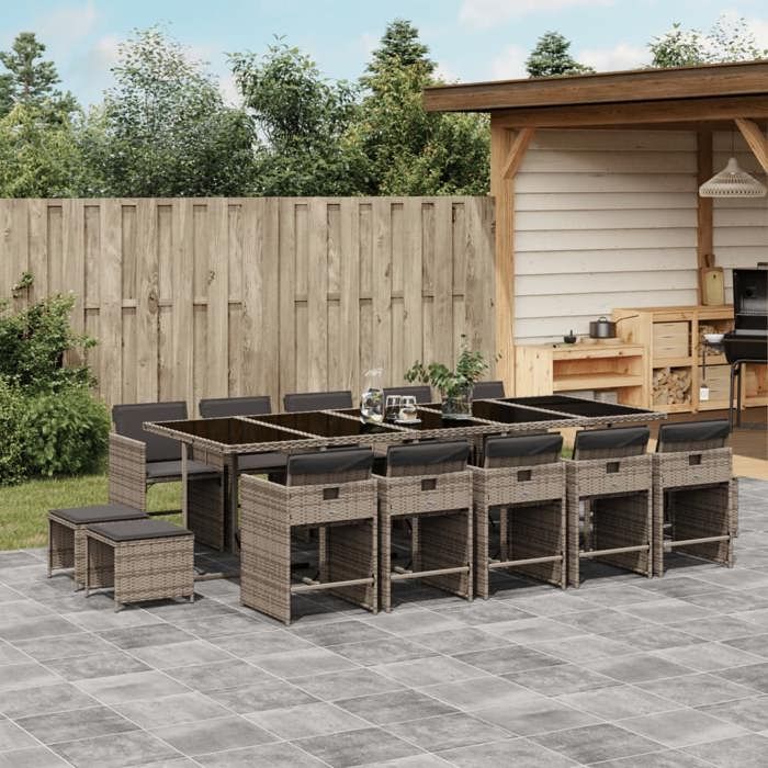 vidaXL Ensemble à manger de jardin 15 pcs