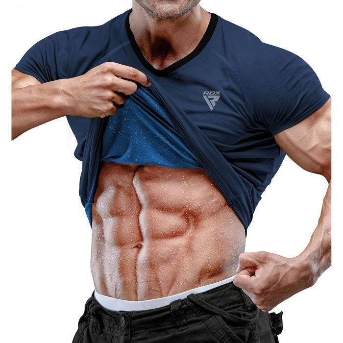 RDX Chemise de Sauna pour Hommes Combinaison de Sudation piégeant la Chaleur Taille Formateur-Tondeuse Corset Chaud Gilet