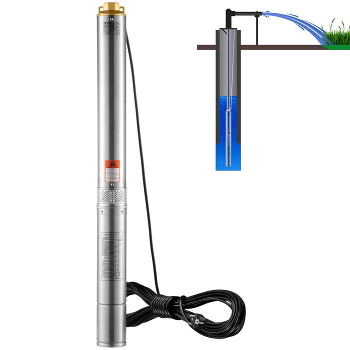 Pompe immergée pour puits profond - VEVOR - 4SDM6/15 - 1500 W (2 HP) - 98 m³/h - 108 m