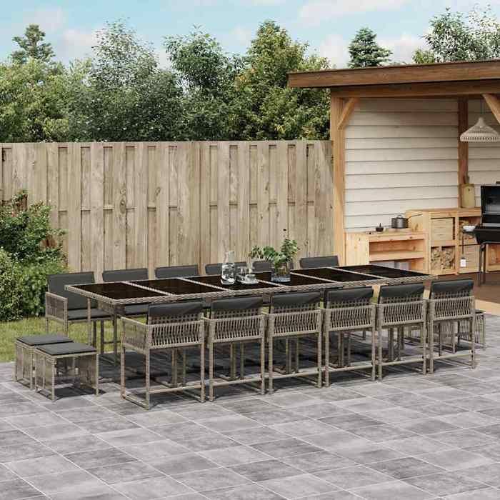 vidaXL Ensemble à manger de jardin 17 pcs et coussins résine tressée 3211544
