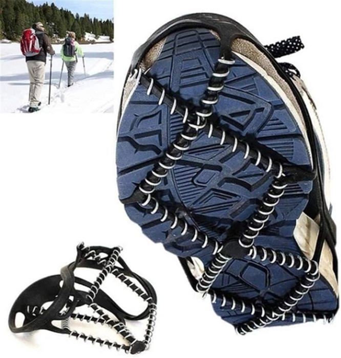 Crampons Antidérapants Pour Chaussures - 4 Paires - Caoutchouc Et Acier - Pour Neige, Glace, Randonnée Hivernale - 4