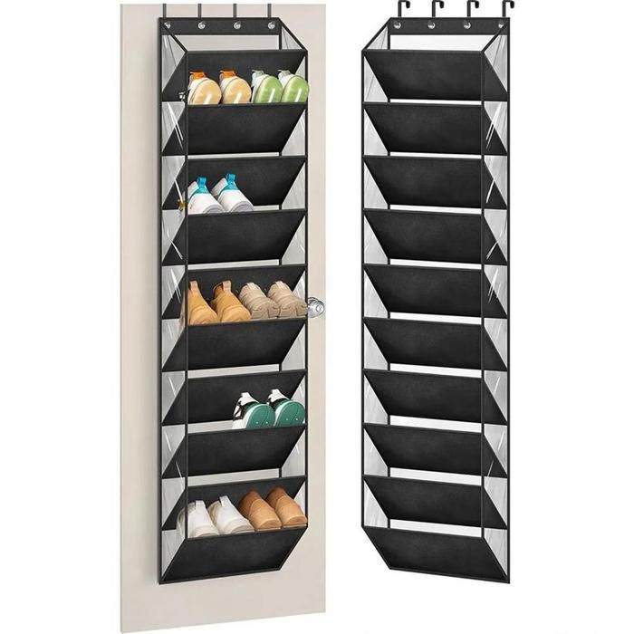 Range Chaussures Porte Suspendu en Tissu Avec 10 niveaux 180x42cm Organisateur de Chaussures Pour Placard de Salle de Bain Chambre