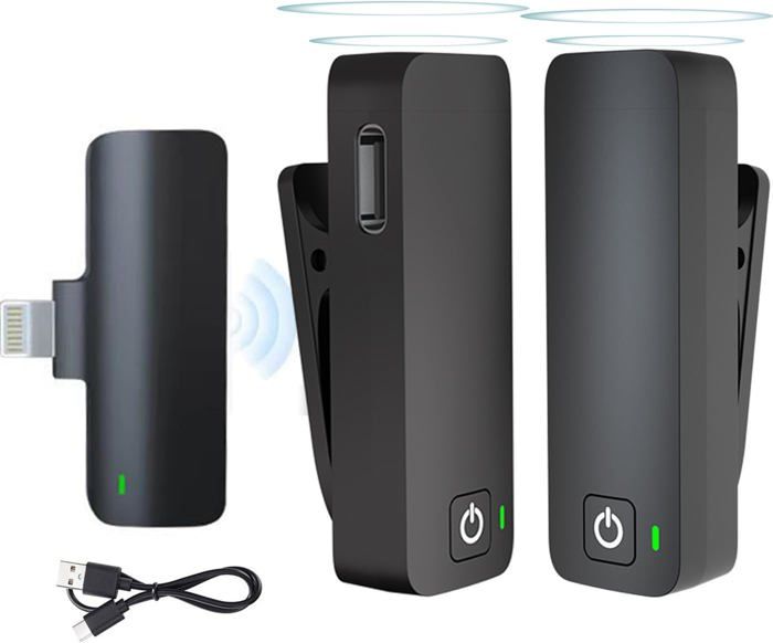 Microphone Cravate - QJRRX - 2 Microphones - Sans Fil - Plug And Play - Réduction Du Bruit