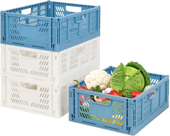 Lot De 4 Caisses De Rangement Pliables 15L Empilables Plastique - Boîtes De Stockage Gain De Place