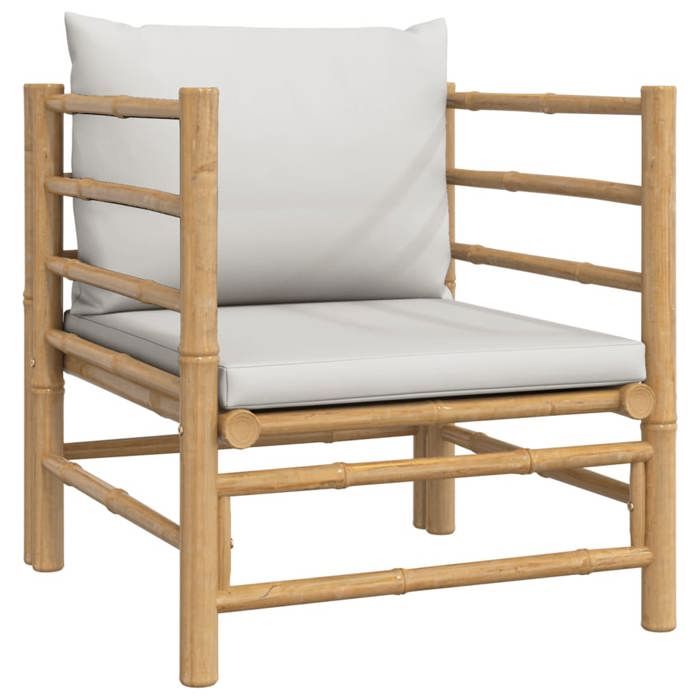 2025 RemiseCanapé dangle extérieur Canapé de jardin avec coussins gris clair bambou - 1parcel SJ1152645