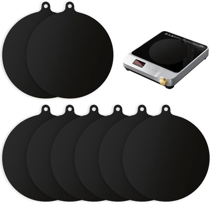 Lot De 8 Tapis De Protection Induction – Silicone Alimentaire Antidérapant Résistant 240°C – Noir