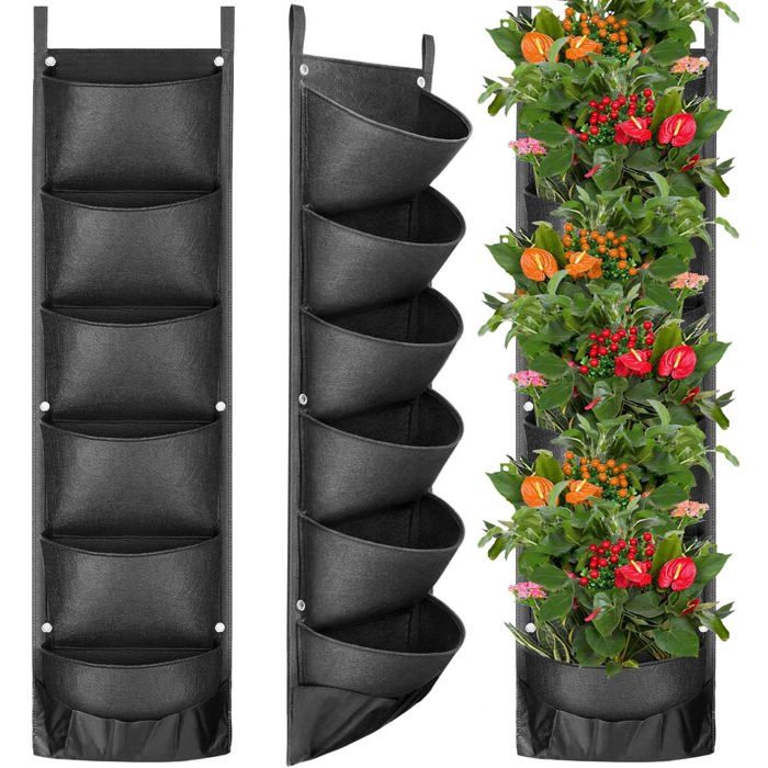 Jardinière Murale Sacs De Culture Suspendus LATERN - 2 Pièces 7 Poches | En Tissu Non Tissé | Pour Herbes Et Fleurs Jardinière Verticale Poches