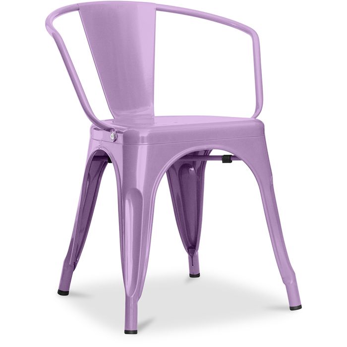 Chaise Bistrot Metalix avec accoudoirs Nouvelle édition - Métal Violet pastel