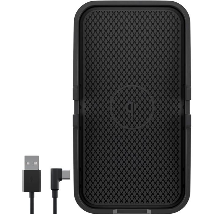 Maso 2 en 1 Tapis Chargeur de Voiture sans Fil Qi Support de téléphone Anti-dérapant Coussin de