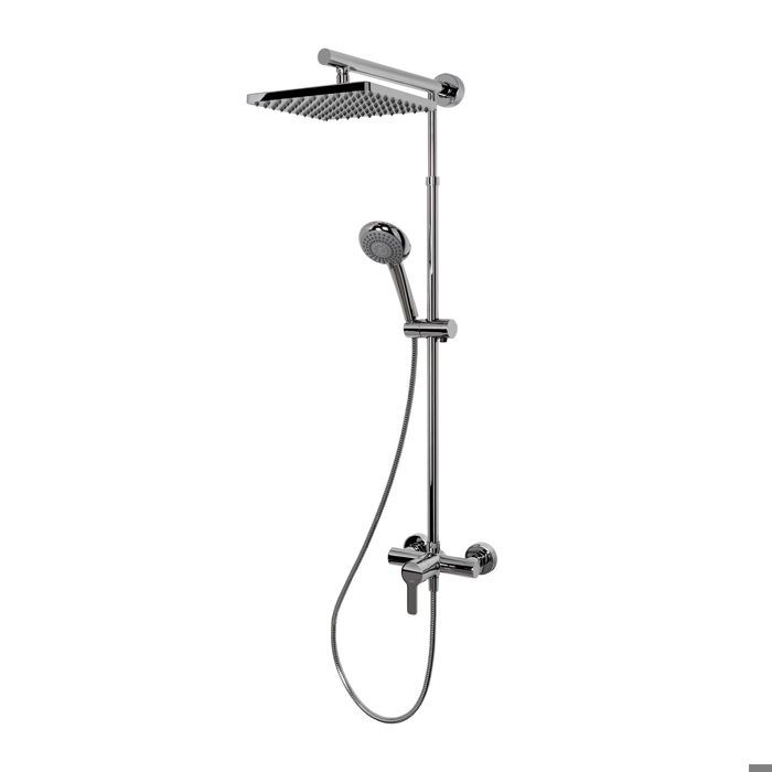 Schulte colonne de douche réglable en hauteur avec mitigeur 42x92 - 155 cm douchette à main ronde aspect chromé pommeau carré