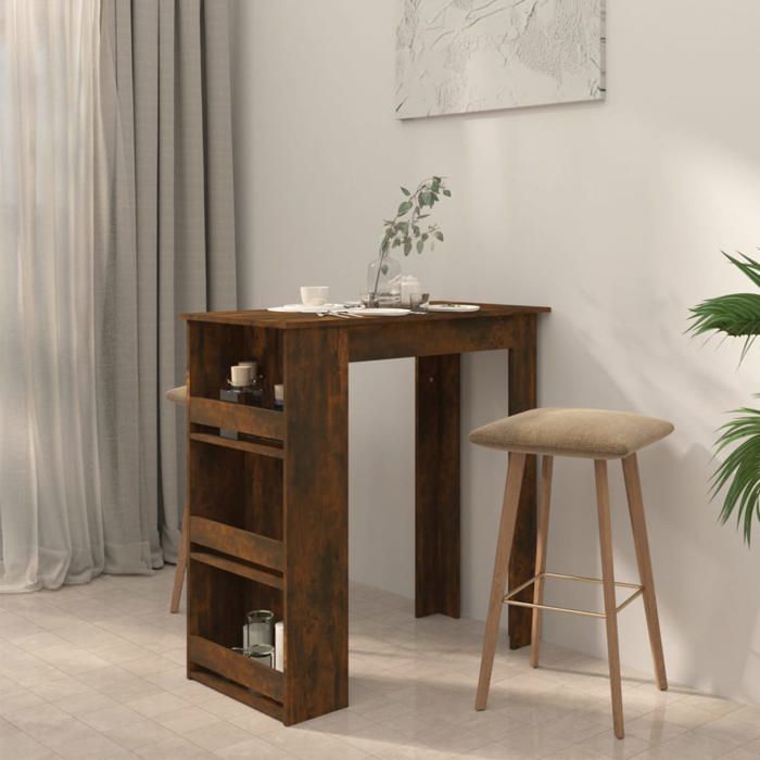 HTG@ Table de cuisine seule - pour adulte/enfant - et étagère de rangement Chêne fumé 102x50x103 5 cm - ##388