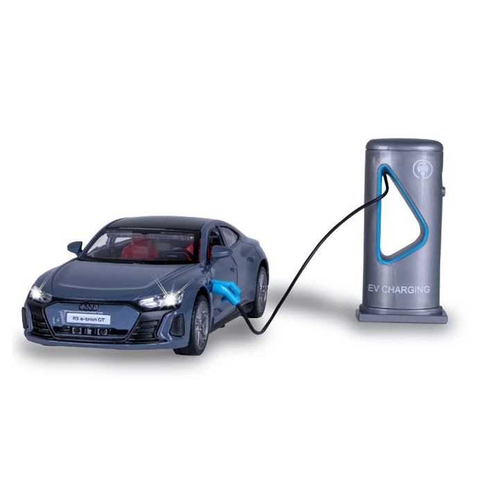 Voiture miniature - JAMARA - 402606 - Audi RS e‑tron GT 1:36 DieCast - Feux LED & sons - Station recharge rétro‑friction