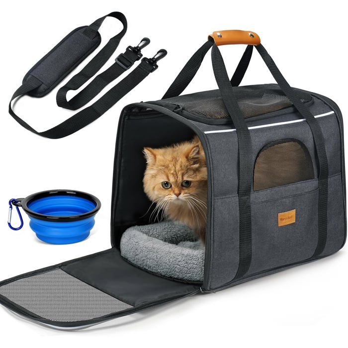 Boîte de Transport - MORPILOT - Pliable - Sécurisée - Pour Chats et Chiens jusquà 7 kg