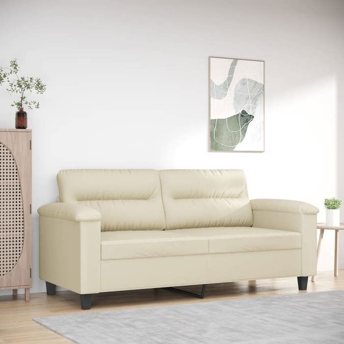 Canapé 2 places - vidaXL - Similicuir - Crème - 140 cm - 170x77x80 cm - Cadre en métal - Rembourrage confortable