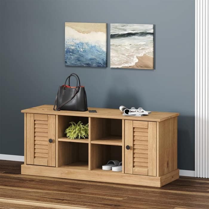 SALE 2026 Banc à chaussures Brun - Banc à chaussures VIGO 106x35x45cm - bois massif de pin PRO531863027