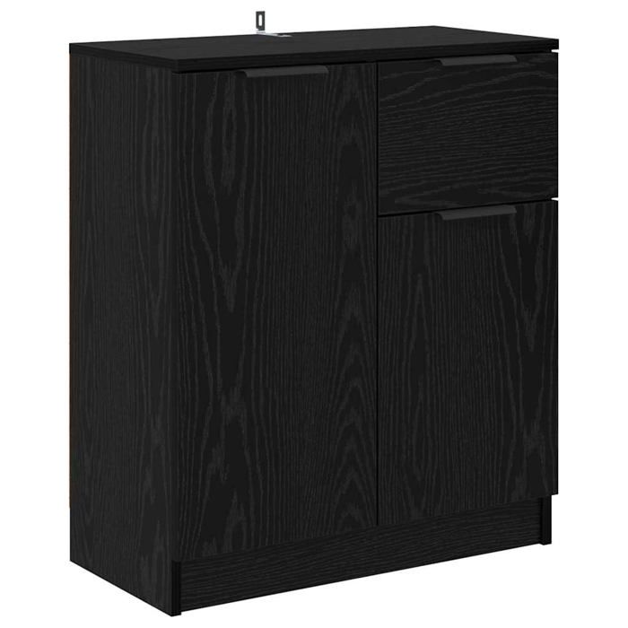 Buffet en bois dingénierie - vidaXL - Chêne noir - 60x30x70 cm - Style rustique - Grand rangement - 1 tiroir - 2 portes