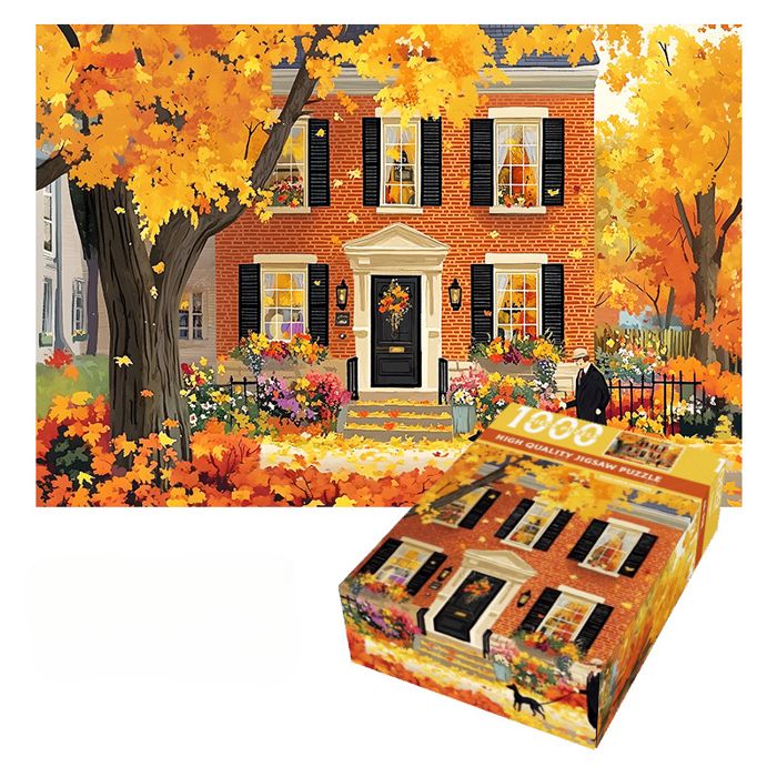 Puzzle 1000 pièces - XVX - rue dautomne - Paysage urbain - Tons chauds - Défi artistique