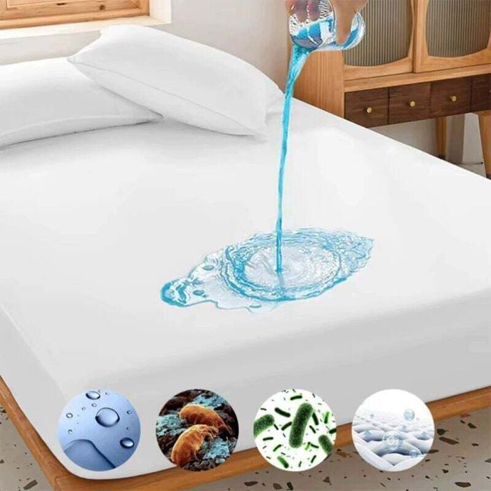 Protège-matelas - PZCC - Imperméable respirant - Polyester - Lavable machine 40°C - Motif goutte bleue