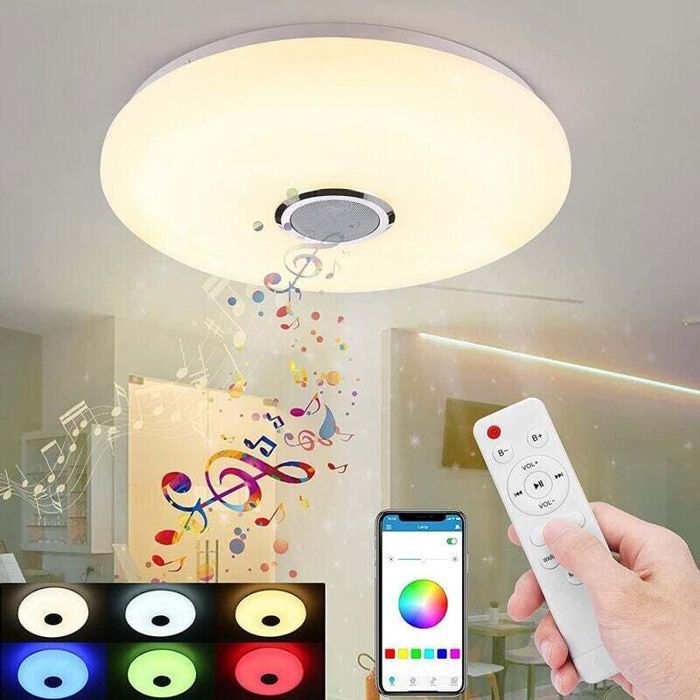 Plafonnier LED dimmable - PZCC - PZCC - 36W - Haut-parleur Bluetooth - RVB & télécommande/app