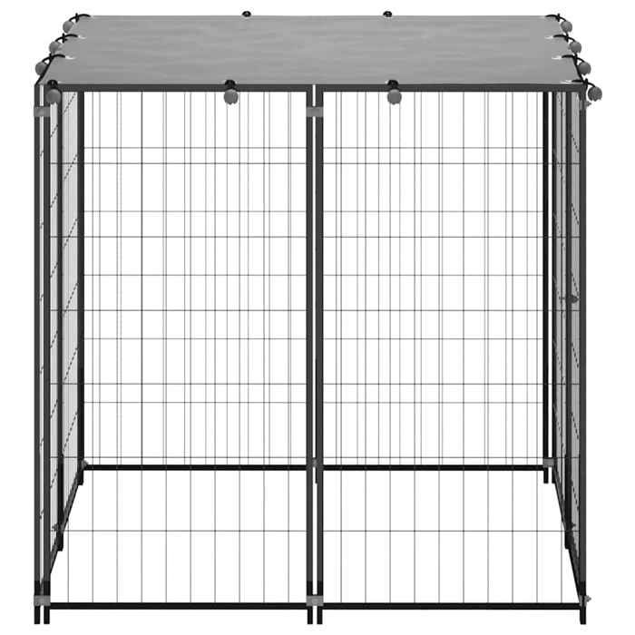 Meuble Déco - Niche/enclos pour chiens - CHICNoir Chenil Noir 110x110x110 cm Acier luf6692472