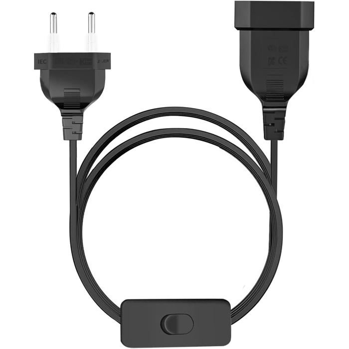 Rallonge électrique avec interrupteur-Prise Euro 25 Acâble 250 V075 mm²câble de lampecâble Eurocâble dalimentation noir